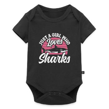 A girl who loves sharks - Baby Premium short-sleeve bodysuit - black - Front