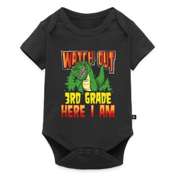 T Rex 3. Klasse Hier Bin Ich - Baby Premium Kurzarmbody - Schwarz - Vorne