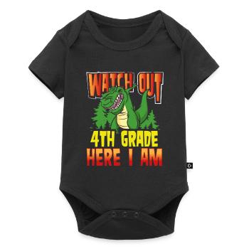 T Rex 4. Klasse Hier Bin Ich - Baby Premium Kurzarmbody - Schwarz - Vorne