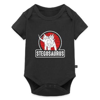 Stégosaure sur un soleil rouge - Body à manches courtes Premium Bébé - noir - Devant