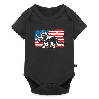 Triceratops on a Usa flag - Baby Premium short-sleeve bodysuit - black - Front