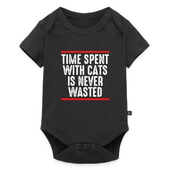 Time spent with cats is never - Baby Premium short-sleeve bodysuit - black - Front