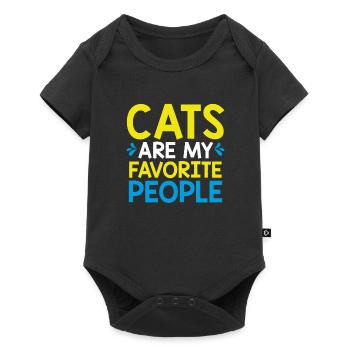 Cats are my favorite people - Baby Premium short-sleeve bodysuit - black - Front