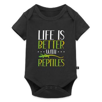 La vie est meilleure avec les reptiles - Body à manches courtes Premium Bébé - noir - Devant