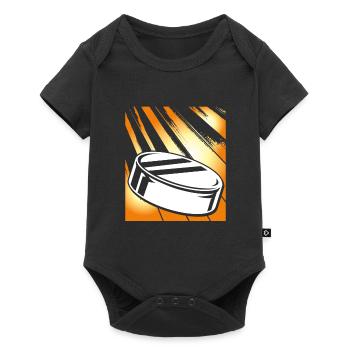 Rondelle de hockey jaune - Body à manches courtes Premium Bébé - noir - Devant