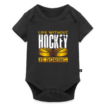 Life without ice hockey is boring - Baby Premium short-sleeve bodysuit - black - Front