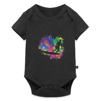 Summer surfer on surfboard - Baby Premium short-sleeve bodysuit - black - Front