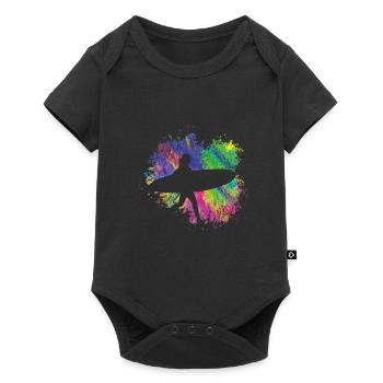 Summer surfers with board colorful - Baby Premium short-sleeve bodysuit - black - Front