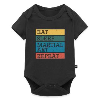 Eating sleep martial arts and again - Baby Premium short-sleeve bodysuit - black - Front