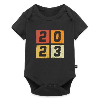 Année 2023 Rétro coloré - Body à manches courtes Premium Bébé - noir - Devant