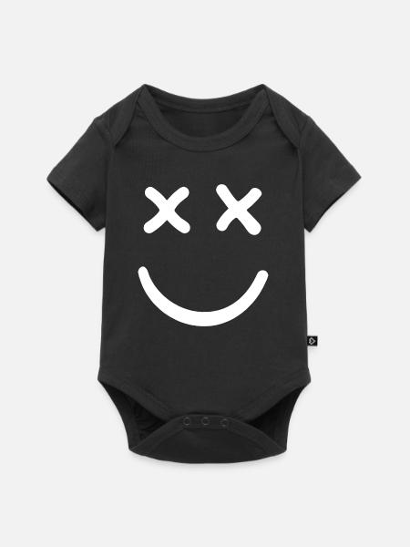 Smiley mort Smiley aux yeux croisés - Body à manches courtes Premium Bébé - noir