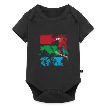 Colorful parrot on a branch - Baby Premium short-sleeve bodysuit - black - Front