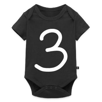 3 Numéro trois blanc Anniversaire - Body à manches courtes Premium Bébé - noir - Devant