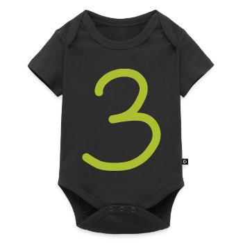 3 Number three number green birthday - Baby Premium short-sleeve bodysuit - black - Front