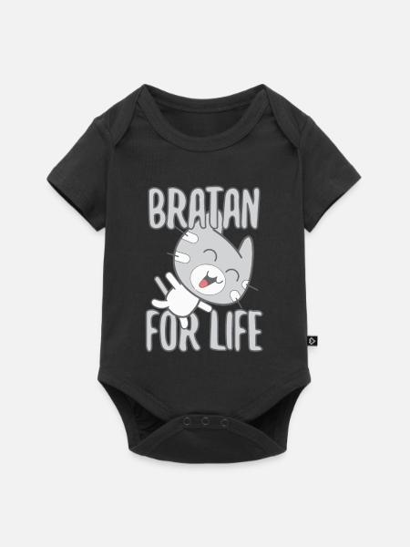 Bratan Katze Kater grau Geschenk - Baby Premium Kurzarmbody - Schwarz