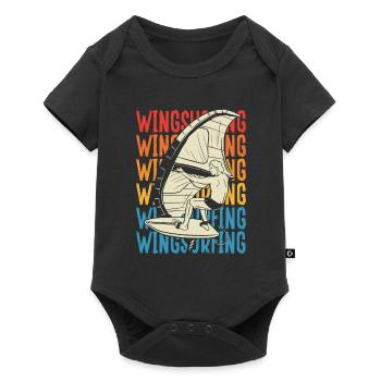Écriture colorée de l’homme wingsurfing - Body à manches courtes Premium Bébé - noir - Devant