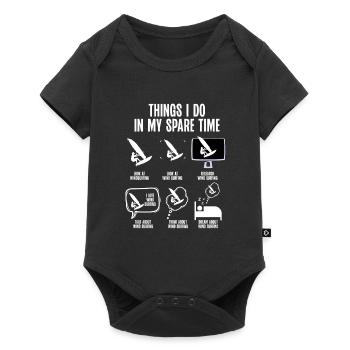 Planche à voile pendant mon temps libre - Body à manches courtes Premium Bébé - noir - Devant