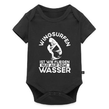 Wingsurfing Wie Fliegen Auf Dem Wasser - Baby Premium Kurzarmbody - Schwarz - Vorne