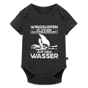 Wingsurfing Ist Wie Eine Achterbahnfahrt - Baby Premium Kurzarmbody - Schwarz - Vorne