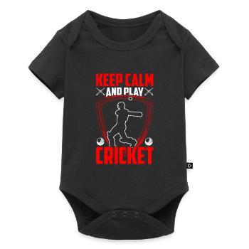 Ruhe Bewahren Und Cricket Spielen - Baby Premium Kurzarmbody - Schwarz - Vorne