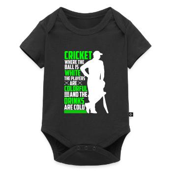 Cricket, Bei Dem Der Ball Weiß Ist - Baby Premium Kurzarmbody - Schwarz - Vorne