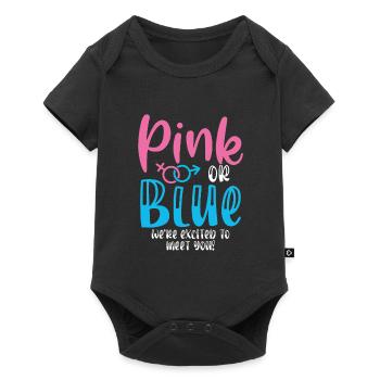 Pink Oder Blau Waren Aufgeregt, Um Dich - Baby Premium Kurzarmbody - Schwarz - Vorne