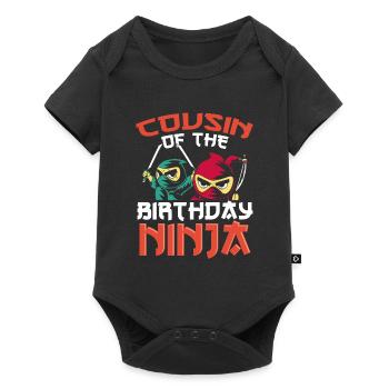 Cousin du ninja d’anniversaire - Body à manches courtes Premium Bébé - noir - Devant