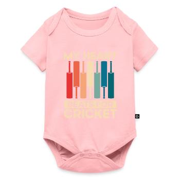 Mon cœur bat pour le cricket - Body à manches courtes Premium Bébé - rose - Devant