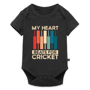 Mon cœur bat pour le cricket - Body à manches courtes Premium Bébé - noir - Devant