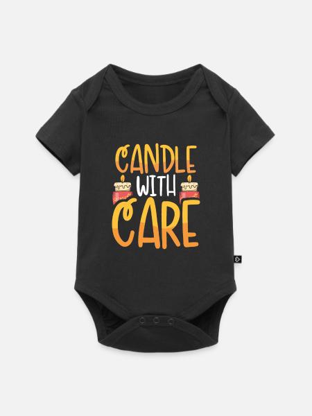 Kerze Mit Sorgfalt - Baby Premium Kurzarmbody - Schwarz