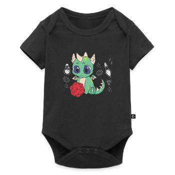 Cute dragon with fantasy cube - Baby Premium short-sleeve bodysuit - black - Front
