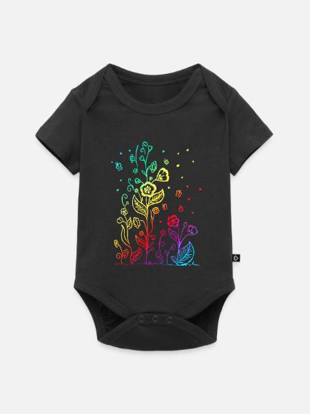 flower - Baby Premium Kurzarmbody - Schwarz