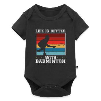 La vie est meilleure avec le badminton - Body à manches courtes Premium Bébé - noir - Devant
