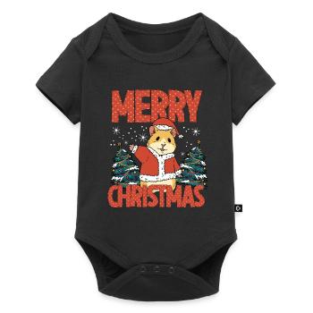 Red Merry Christmas hamster - Baby Premium short-sleeve bodysuit - black - Front