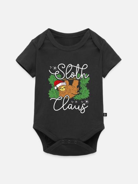 Weihnachtsfaultier - Baby Premium Kurzarmbody - Schwarz
