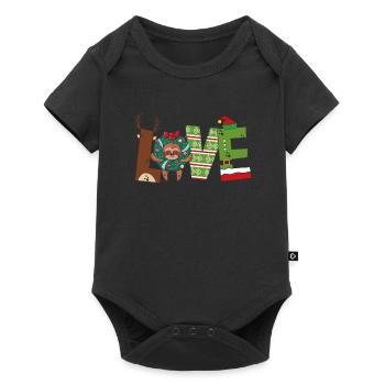 Liebe Weihnachtsfaultier - Baby Premium Kurzarmbody - Schwarz - Vorne
