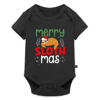 Cheerful Slothmas - Baby Premium short-sleeve bodysuit - black - Front