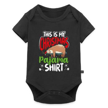 Das Ist Mein Faultier Weihnachtspyjama - Baby Premium Kurzarmbody - Schwarz - Vorne
