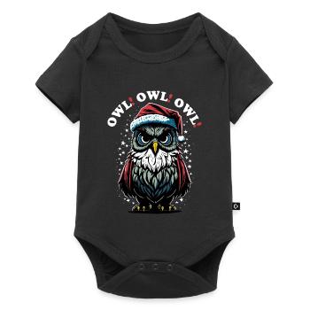 Santa Claus Owl - Baby Premium short-sleeve bodysuit - black - Front