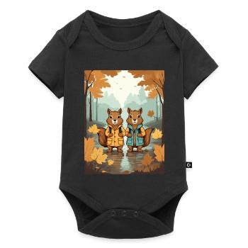 Écureuils mignons - Body à manches courtes Premium Bébé - noir - Devant
