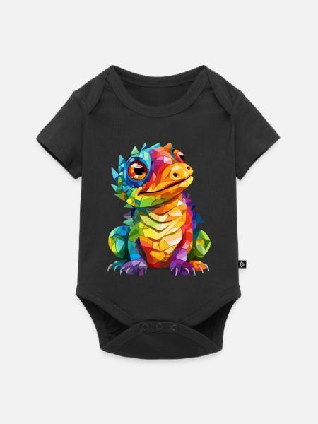 Bunter Drache - Baby Premium Kurzarmbody - Schwarz