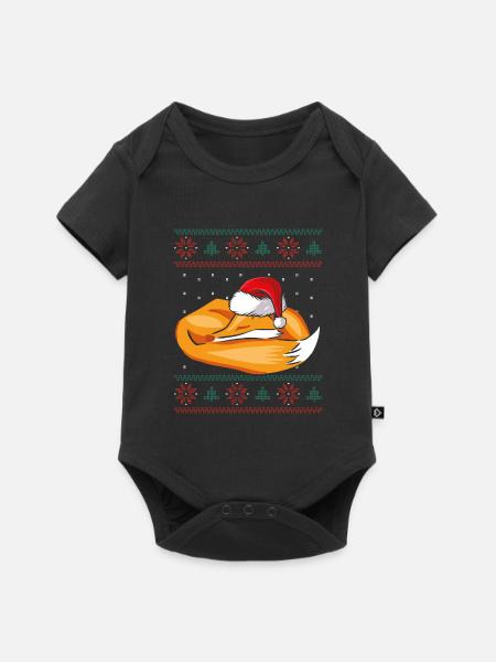 Schlafender Weihnachtsfuchs - Baby Premium Kurzarmbody - Schwarz