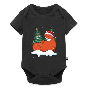 Renard de Noël avec bonnet de Père Noël - Body à manches courtes Premium Bébé - noir - Devant