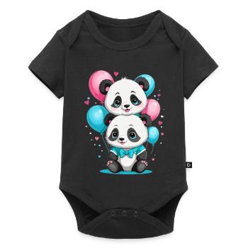 Panda mignon - Body à manches courtes Premium Bébé - noir - Devant