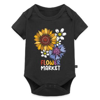 Flower Market Flowers Collage Colorful Colors Icon - Baby Premium short-sleeve bodysuit - black - Front
