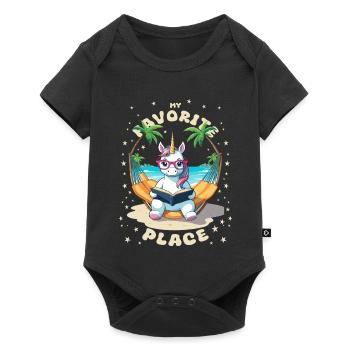 Unicorn with book - Baby Premium short-sleeve bodysuit - black - Front