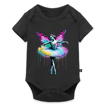 Ballerine avec des ailes de papillon papillon tutu - Body à manches courtes Premium Bébé - noir - Devant