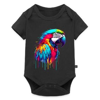 Papagei - Baby Premium Kurzarmbody - Schwarz - Vorne