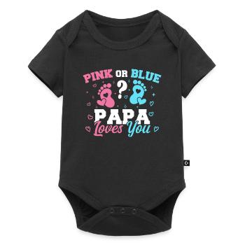 Pink Or Blue Papa Loves You - Gender reveal Papa - Body à manches courtes Premium Bébé - noir - Devant