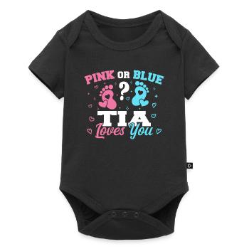 Rosa oder Blau Tia liebt dich - Tia Tante - Baby Premium Kurzarmbody - Schwarz - Vorne